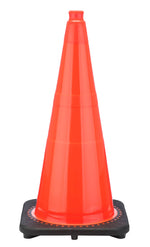 28" Orange Traffic Cone Black Base, 7 lbs w/6" Reflective Collar